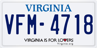VA license plate VFM4718