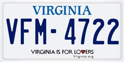 VA license plate VFM4722