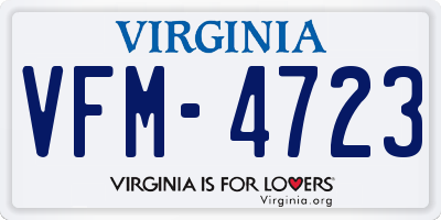 VA license plate VFM4723