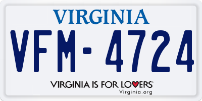 VA license plate VFM4724