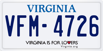 VA license plate VFM4726