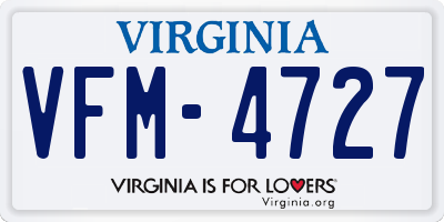 VA license plate VFM4727