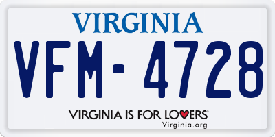 VA license plate VFM4728