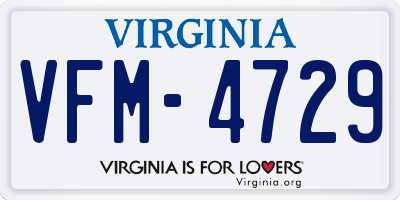 VA license plate VFM4729