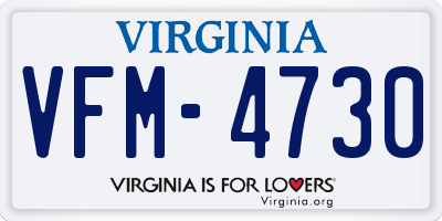 VA license plate VFM4730