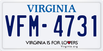 VA license plate VFM4731