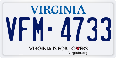 VA license plate VFM4733