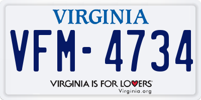 VA license plate VFM4734