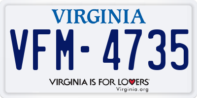 VA license plate VFM4735