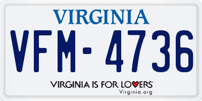 VA license plate VFM4736