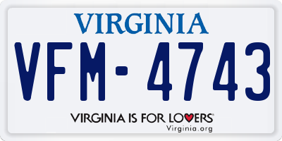 VA license plate VFM4743