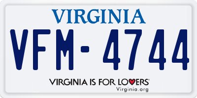 VA license plate VFM4744