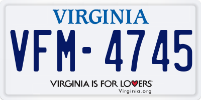 VA license plate VFM4745