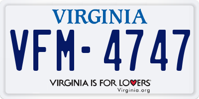 VA license plate VFM4747