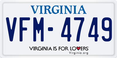 VA license plate VFM4749