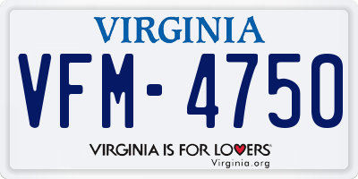 VA license plate VFM4750