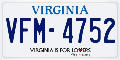 VA license plate VFM4752