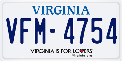 VA license plate VFM4754