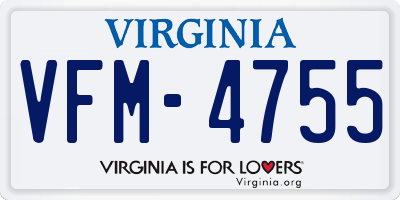 VA license plate VFM4755