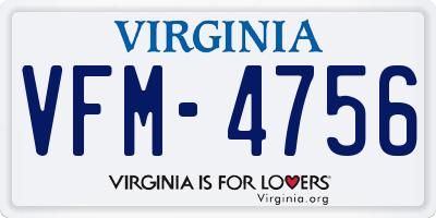 VA license plate VFM4756