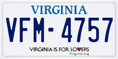 VA license plate VFM4757