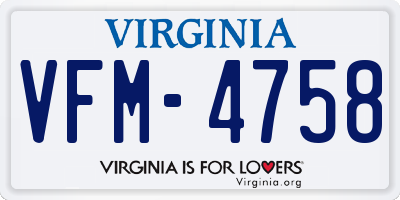 VA license plate VFM4758