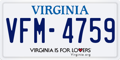 VA license plate VFM4759