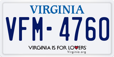 VA license plate VFM4760