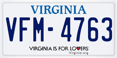 VA license plate VFM4763