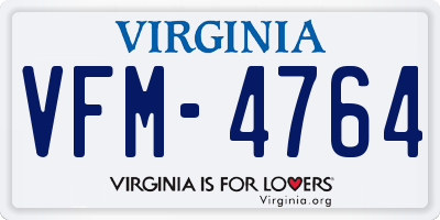 VA license plate VFM4764