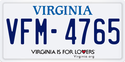 VA license plate VFM4765