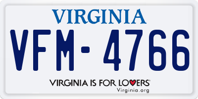 VA license plate VFM4766