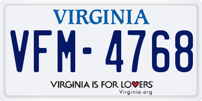 VA license plate VFM4768