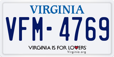 VA license plate VFM4769