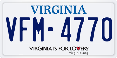 VA license plate VFM4770