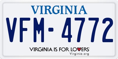 VA license plate VFM4772