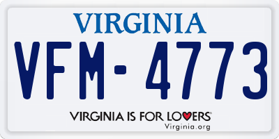 VA license plate VFM4773
