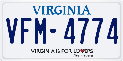 VA license plate VFM4774