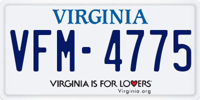 VA license plate VFM4775
