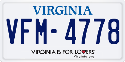 VA license plate VFM4778
