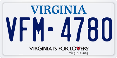 VA license plate VFM4780