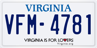 VA license plate VFM4781