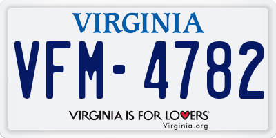 VA license plate VFM4782