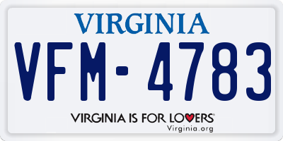VA license plate VFM4783