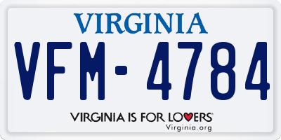 VA license plate VFM4784