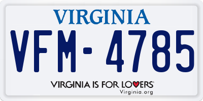 VA license plate VFM4785