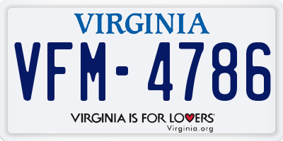 VA license plate VFM4786