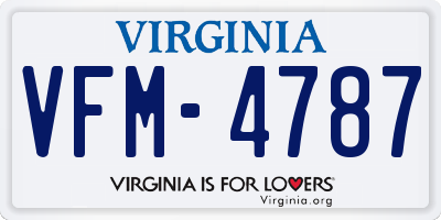 VA license plate VFM4787