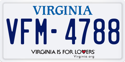 VA license plate VFM4788