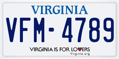 VA license plate VFM4789